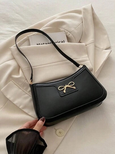 Elegant Crescent-Shaped Underarm Shoulder Bag For Women, Chic Casual Fashion, Solid Color Underar... | SHEIN