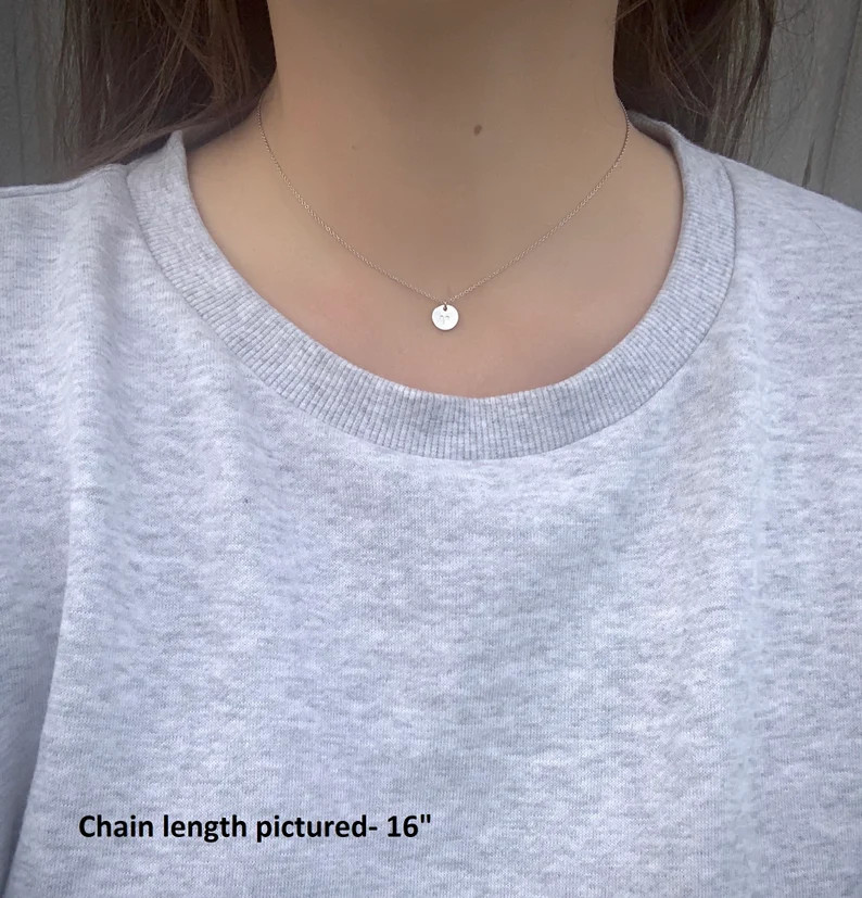 8mm Initial Necklace, Gold, Rose Gold, Silver, Personalized, Pendant, Dainty | Etsy (US)