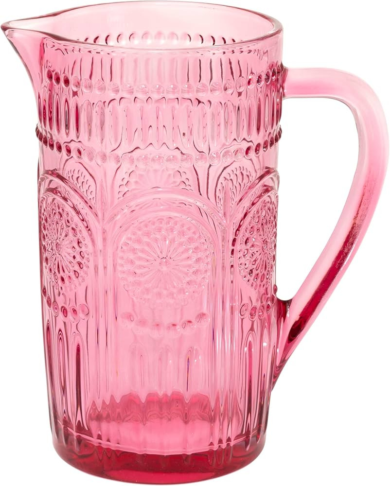Boston International Vintage-Inspired Glass Pitcher with Embossed Floral Pattern, 4.5" x 7.75", P... | Amazon (US)