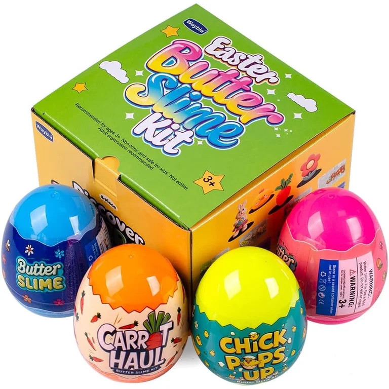Kids Easter Basket Stuffers - 4-Pack Butter Slime in Plastic Eggs with Clay Slices and Figurines ... | Walmart (US)