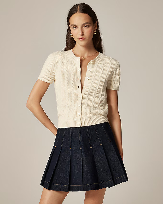 Cable-knit short-sleeve cardigan top | J. Crew US