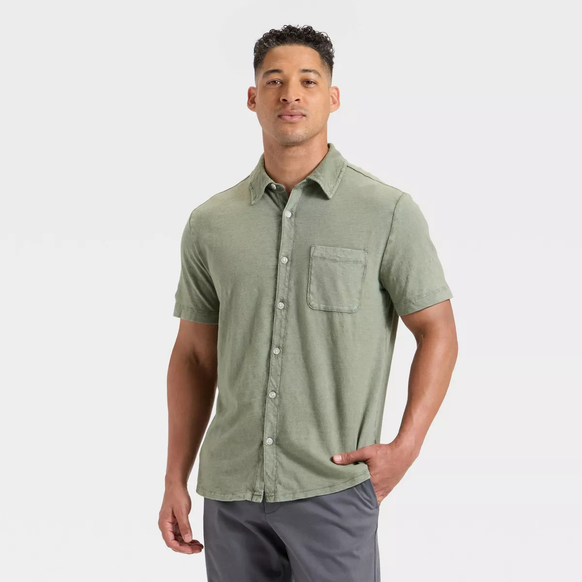 Men's Short Sleeve Slub Button-Down Shirt - Goodfellow & Co™ | Target