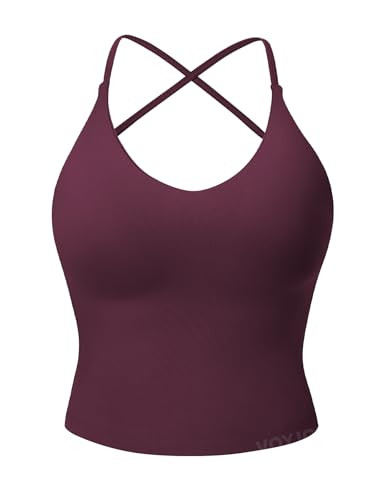 VOYJOY Women's Workout Tank Top V Neck Padded Sleeveless Backless Crop Tops with Adjustable Spagh... | Amazon (US)