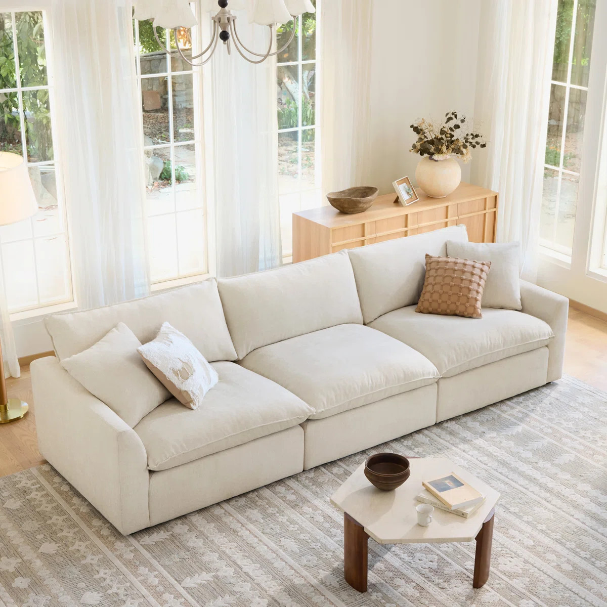 Modern Upholstered Sofa with Plush Foam Cushions & Solid Wood Frame | Wayfair North America