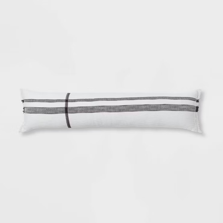 Lumbar Modern Woven Plaid Decorative Throw Pillow Black/Off-White - Threshold™ | Target