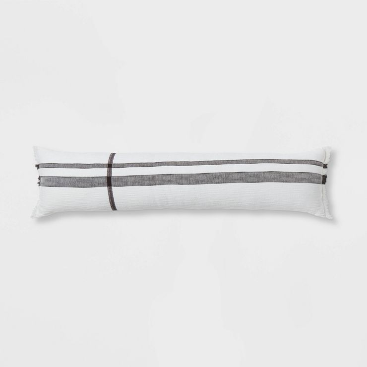 Lumbar Modern Woven Plaid Decorative Throw Pillow Black/Off-White - Threshold™ | Target