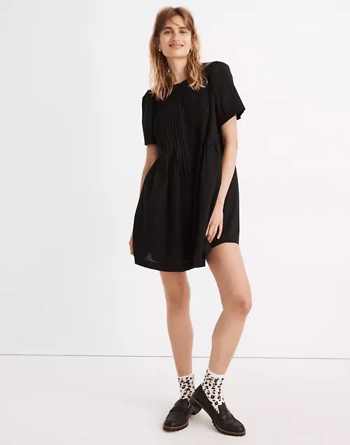Lace-Trim Pintuck Button-Front Mini Dress | Madewell