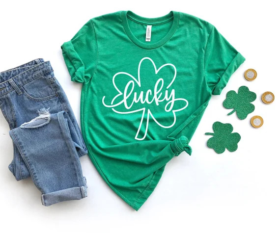 St Patricks Day Graphic Tee - St Patricks Day Womens Outfit Shamrock Shirt - Cute St Patricks Shi... | Etsy (US)