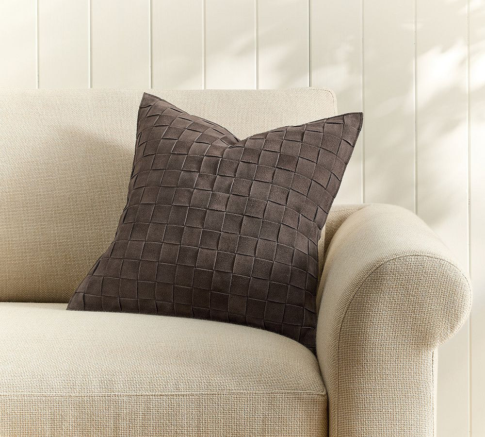 Basketweave Suede Pillow Cover | Pottery Barn (US)