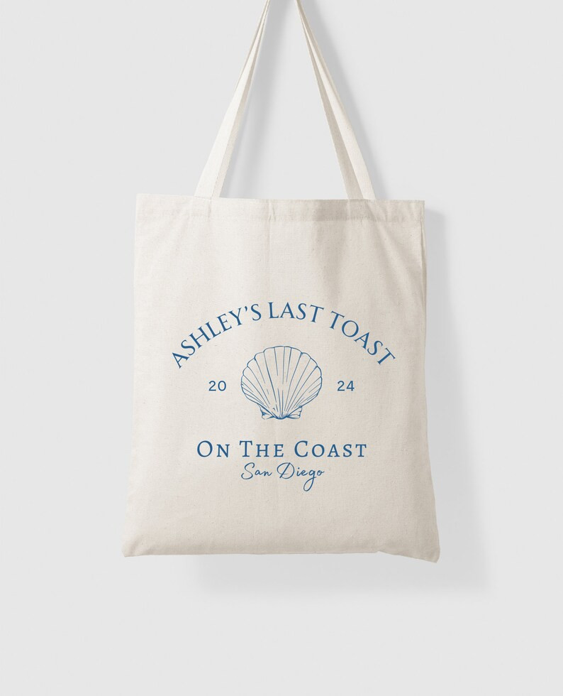 Last Toast on the Coast Bachelorette Tote for Coastal Bach Party Favor Bag for Bridesmaids Nautic... | Etsy (US)