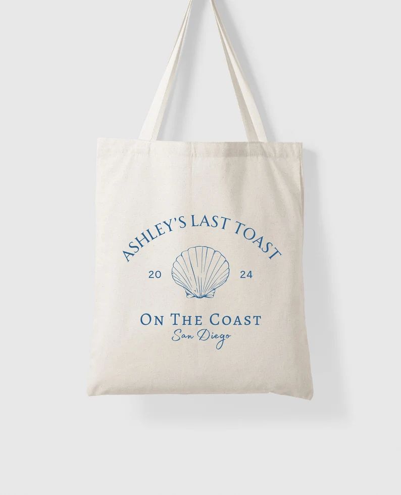 Last Toast on the Coast Bachelorette Tote for Coastal Bach Party Favor Bag for Bridesmaids Nautic... | Etsy (US)