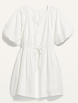 Waist-Defined Puff-Sleeve Mini Poet Dress for Women | Old Navy (US)