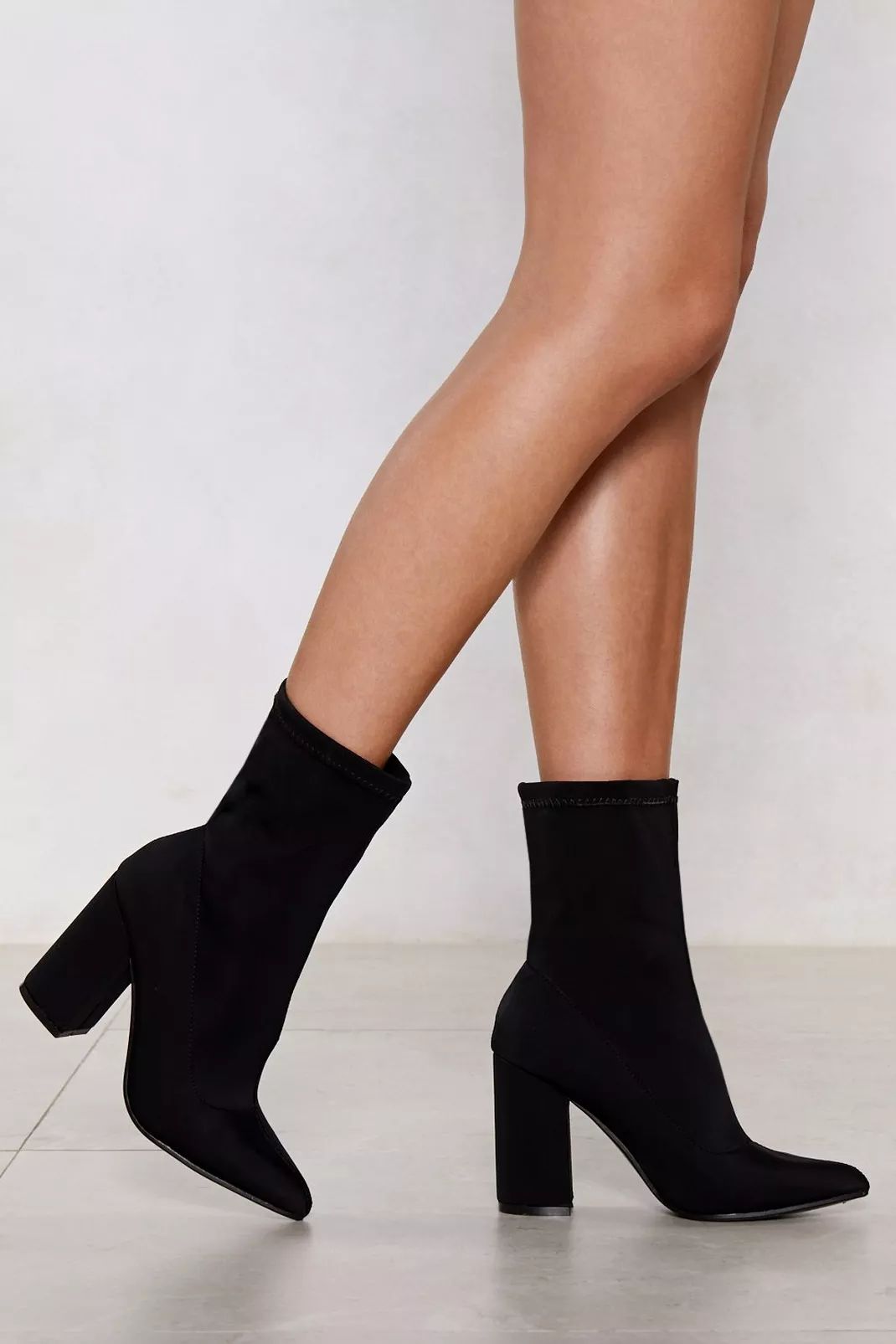 Faux Suede Heeled Sock Boots | Nasty Gal (US)