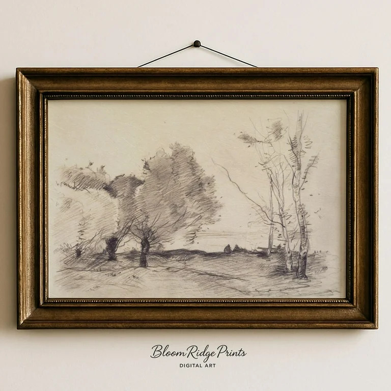 Modroom Vintage Landscape Sketch Sketch Of Trees | Minimalist Gallery Wall Art | Antique Style Dr... | Walmart (US)
