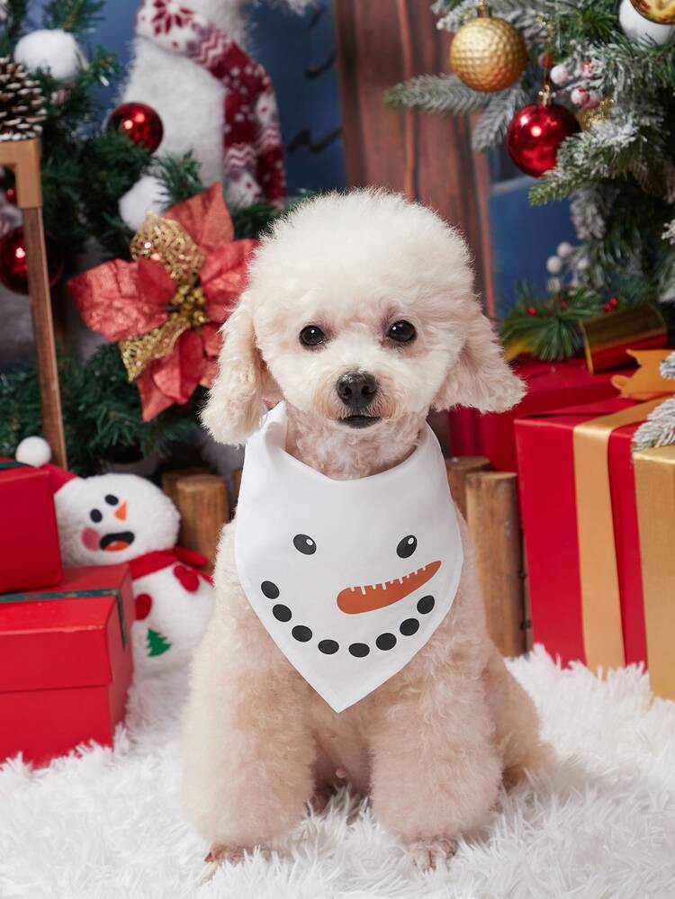1pc Snowman Print Pet Bandana | SHEIN