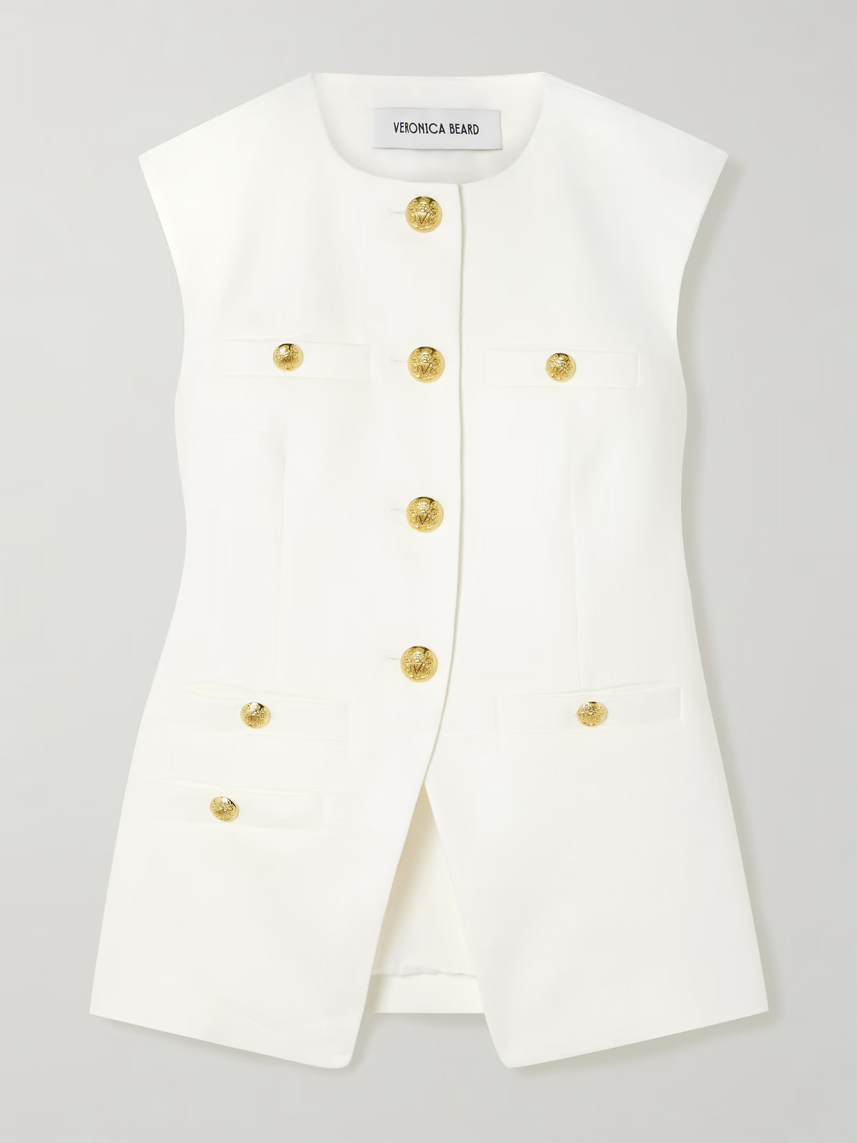 Veronica Beard - Tamara Linen-blend Twill Vest - Off-white | NET-A-PORTER (US)