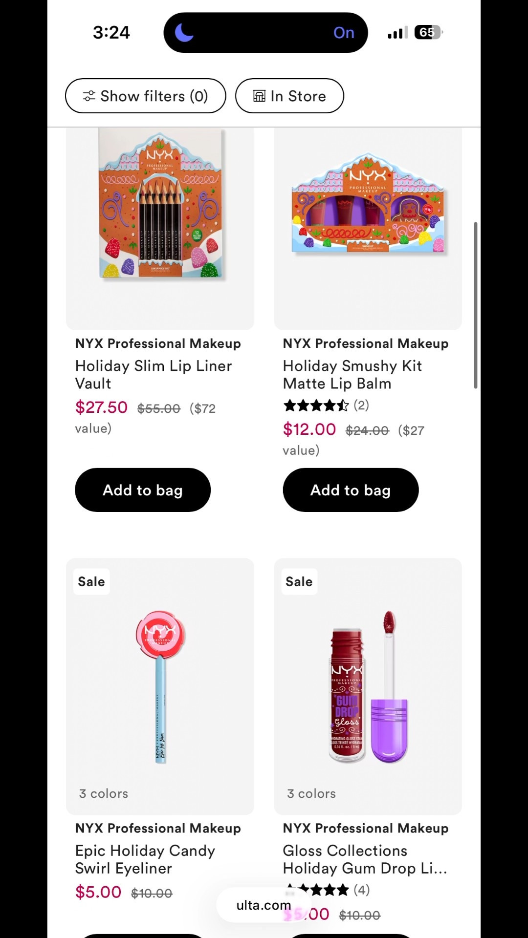 Last minute deals 50% OFF at ULTA. Add them to your cart today and select store pick up 