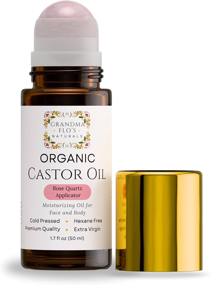 Grandma Flo's Naturals Organic Castor Oil with Rose Quartz Roll On For Face and Body - Glass Bott... | Amazon (US)
