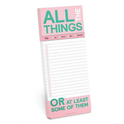 Knock Knock 3.5"x9" 'All The Things Make A List Pad' Shopping List Pad and To Do Pad: Grocery & To Do List Notepad, 60 Sheets | Target