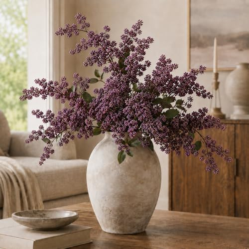ZJGXH 43" Faux Berry Stems for Vase, Purple Berry Branches for Vase Realistic Artificial Flower Picks for DIY Bouquet, Shower, Farmhouse Mantel, Home Decor (3 Pcs Dusty Plum) | Amazon (US)