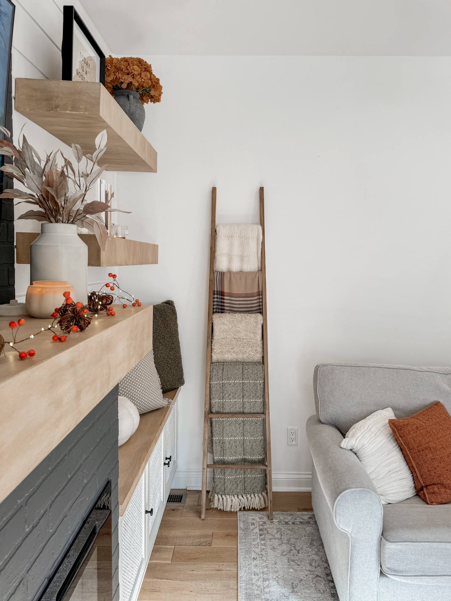 Linking a similar height + style blanket ladder - mine is from hobby lobby! 

#LTKHome #LTKSeasonal