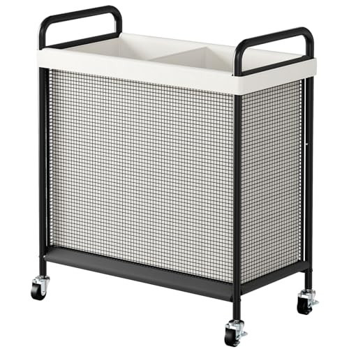 WOWLIVE Laundry Hamper 2 Section, 100L Rolling Laundry Basket with wheels and Removable Liner Bag, Double Laundry Sorter with Metal Handle, Clothes Hamper for Laundry Room, Bathroom and Dorm, Beige | Amazon (US)