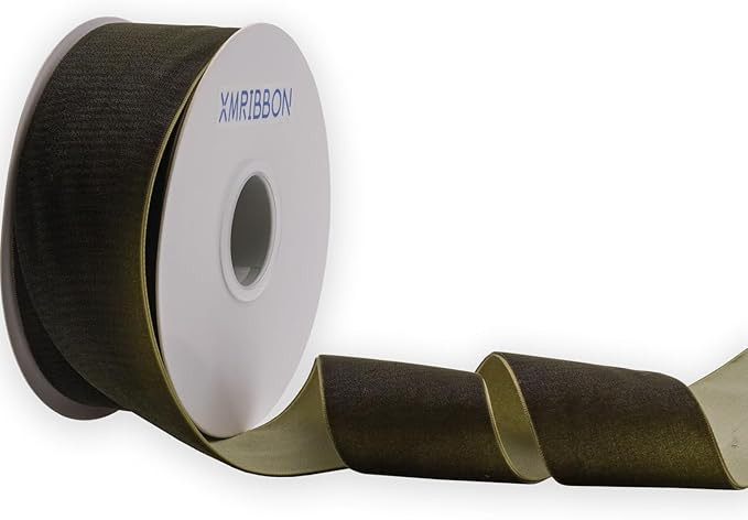 Olive Green Velvet Ribbon Single Sided,2 Inch by 10 Yards Spool | Amazon (US)