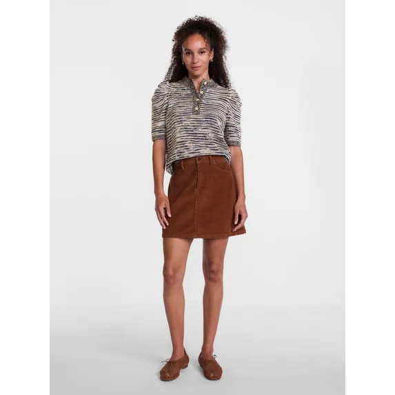 Scenario Women's and Women's Plus Henley Sweater with Puff Sleeves, Lightweight, Sizes XS-4X | Walmart (US)