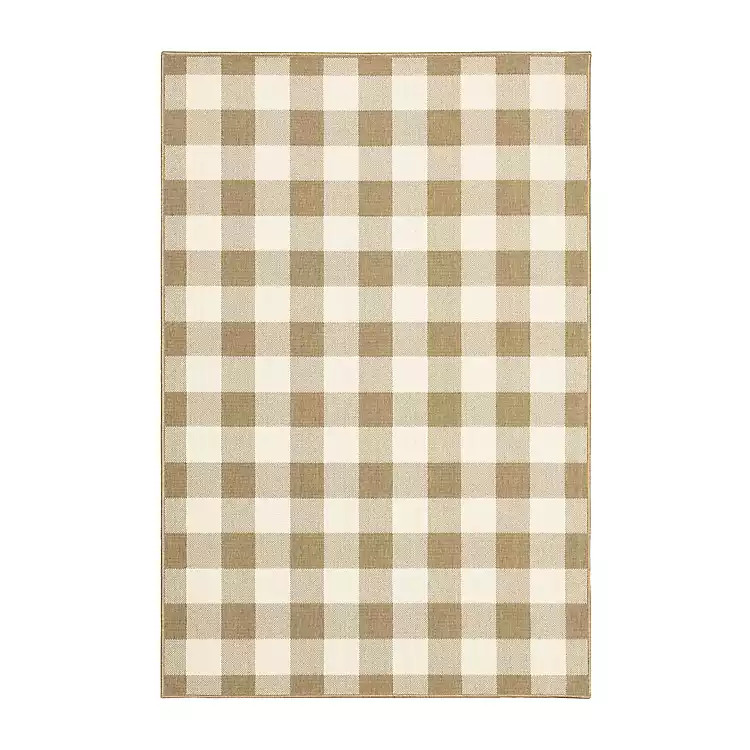 Tan Buffalo Check Outdoor Area Rug, 3x5 | Kirkland's Home