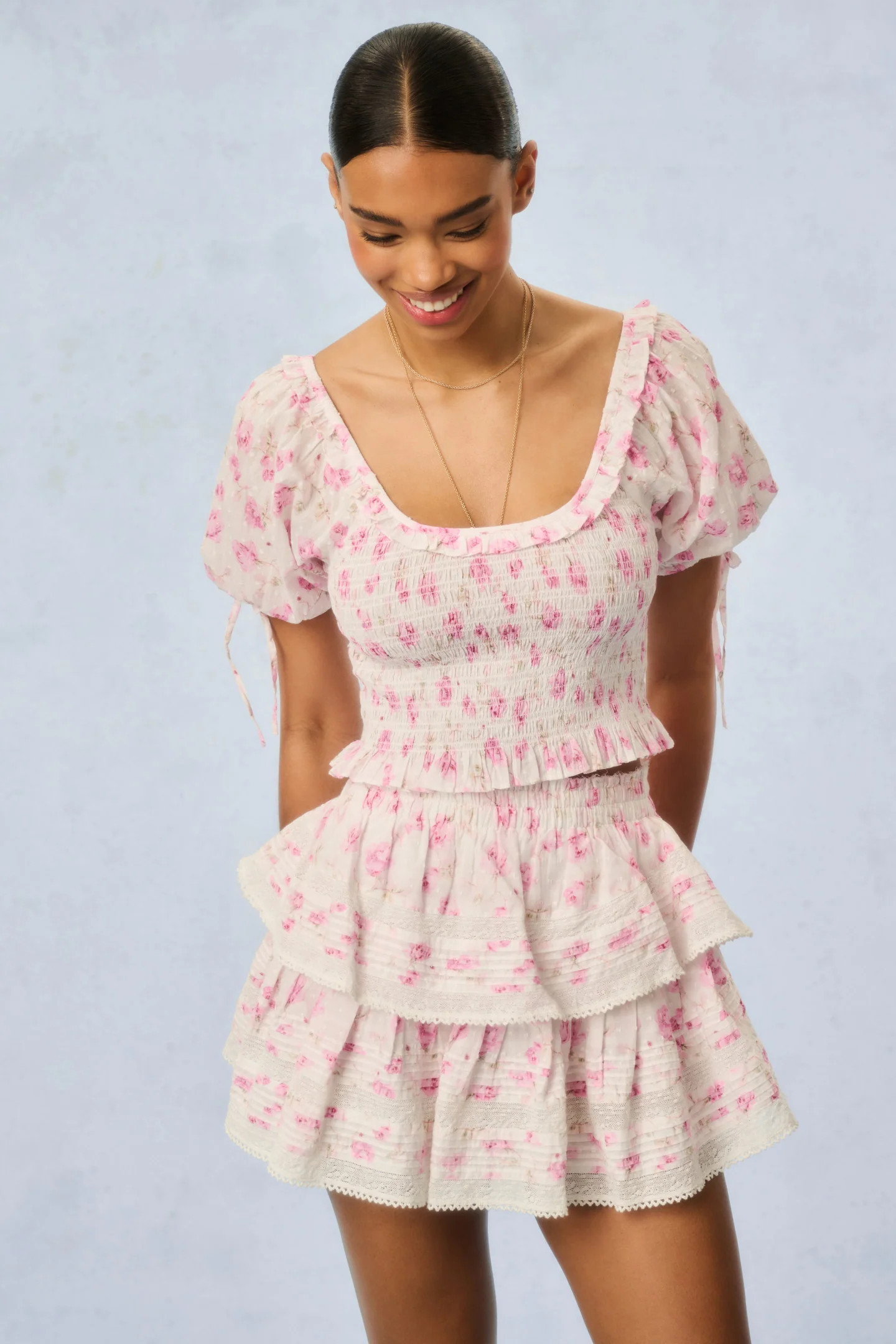 Molly Heirloom Print Top - STERLING DUSK / L | LoveShackFancy