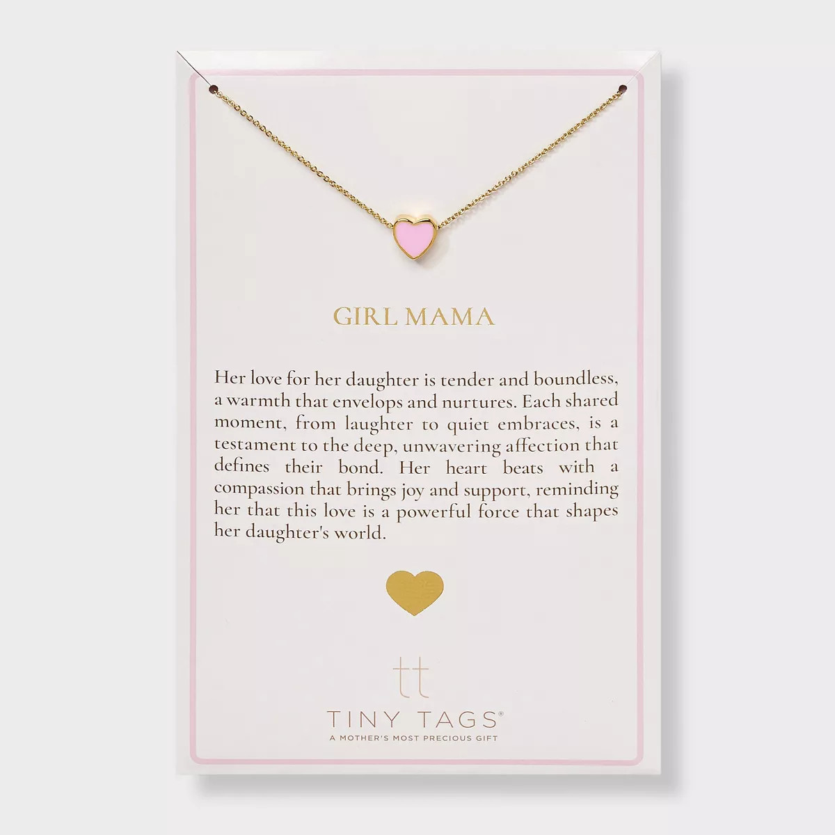 Tiny Tags 14K Gold Ion Plated Pink Enamel Heart Pendant Necklace - Gold/Pink | Target