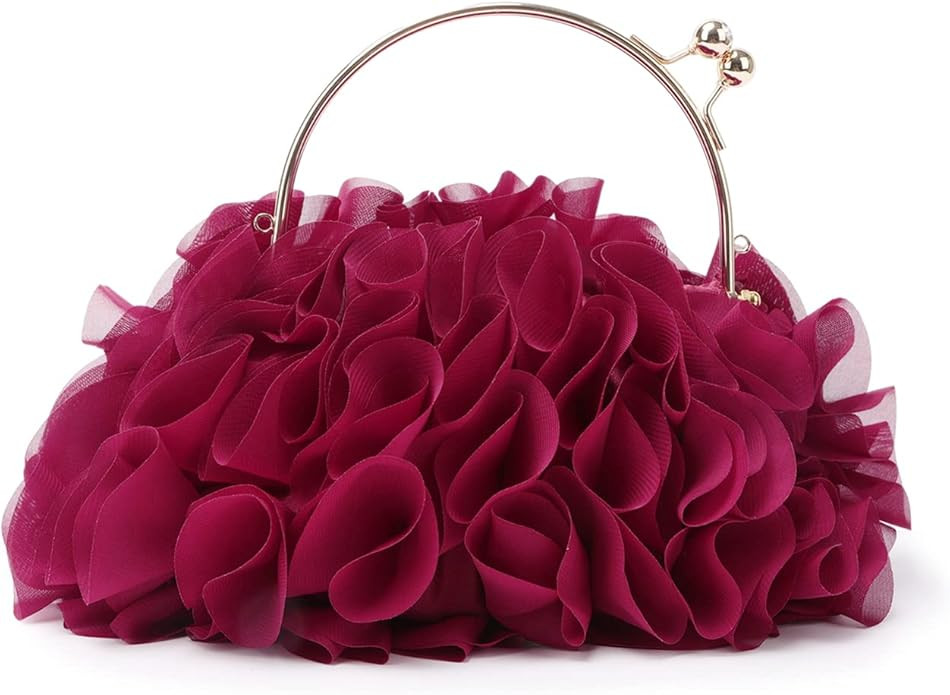 Lanpet Women Floral Clutch Purses Satin Flower Evening Bag Party Prom Handbags | Amazon (US)