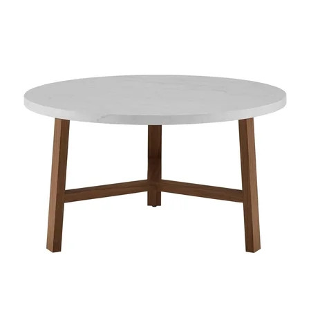 YIPIONRound Coffee Table With White Marble coffee tables for living room square coffee tables for li | Walmart (US)