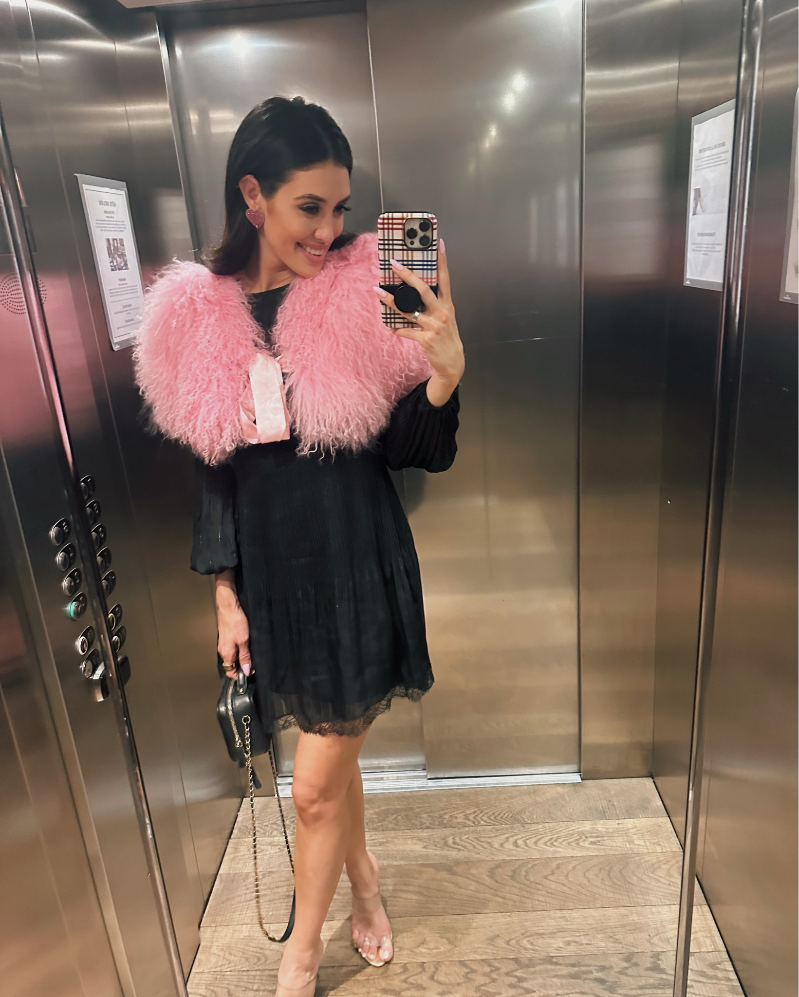 Night out in Paris! I’m LOVING this vintage pink sheep jacket 😍


Pink Mongolian sheep jacket, Pink fur shall, Black mini dress with lace trim, Sheer black dress, black cocktail dress, Clear strap heels, gold heels outfit, Chanel vanity bag, Black designer mini purse, Barbiecore outfit, Old Hollywood glam look, maximalist outfit, night out outfit, elevator selfie outfit, Girls night out outfit, Birthday dinner outfit, Date night outfit, Trendy party outfit 2025, Luxury evening outfit, Soft glam outfit, Romantic outfit, Dressy outfit, Fluffy shrug statement piece, feminine aesthetic, Paris  outfit, Paris style, Fashion influencer outfit, Fashion week street style, Special occasion outfit, flirty outfit, long sleeve dress, black mini dress, gold heels

#LTKTravel #LTKParties #LTKStyleTip