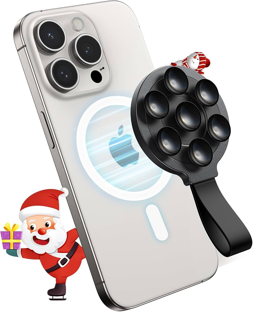 Suction Phone Case Mount, Magnetic Silicone Suction Cup Phone Grip Holder Stand for iPhone 15 Pro... | Amazon (US)