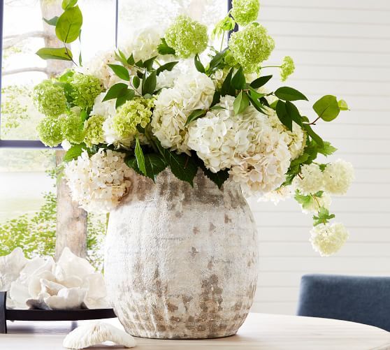 Handcrafted Weathered White Terra Cotta Vases | Pottery Barn (US)