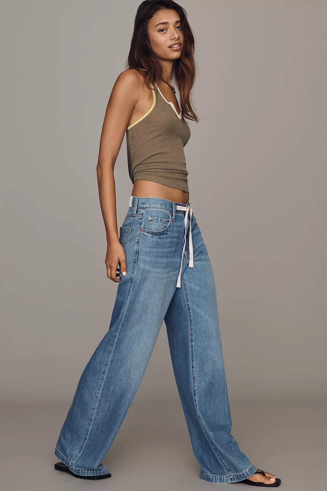 Pistola Jadyn High-Rise Wide-Leg Drawstring Jeans | Anthropologie (US)