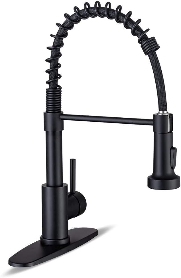 Kitchen Faucet, Kitchen Faucets with Pull Down Sprayer WEWE Sus304 Stainless Steel Matte Black In... | Amazon (US)