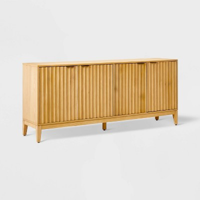 Thousand Oak Wood Scalloped TV Stand for TVs up to 70" Brown - Threshold™ designed with Studio McGee | Target