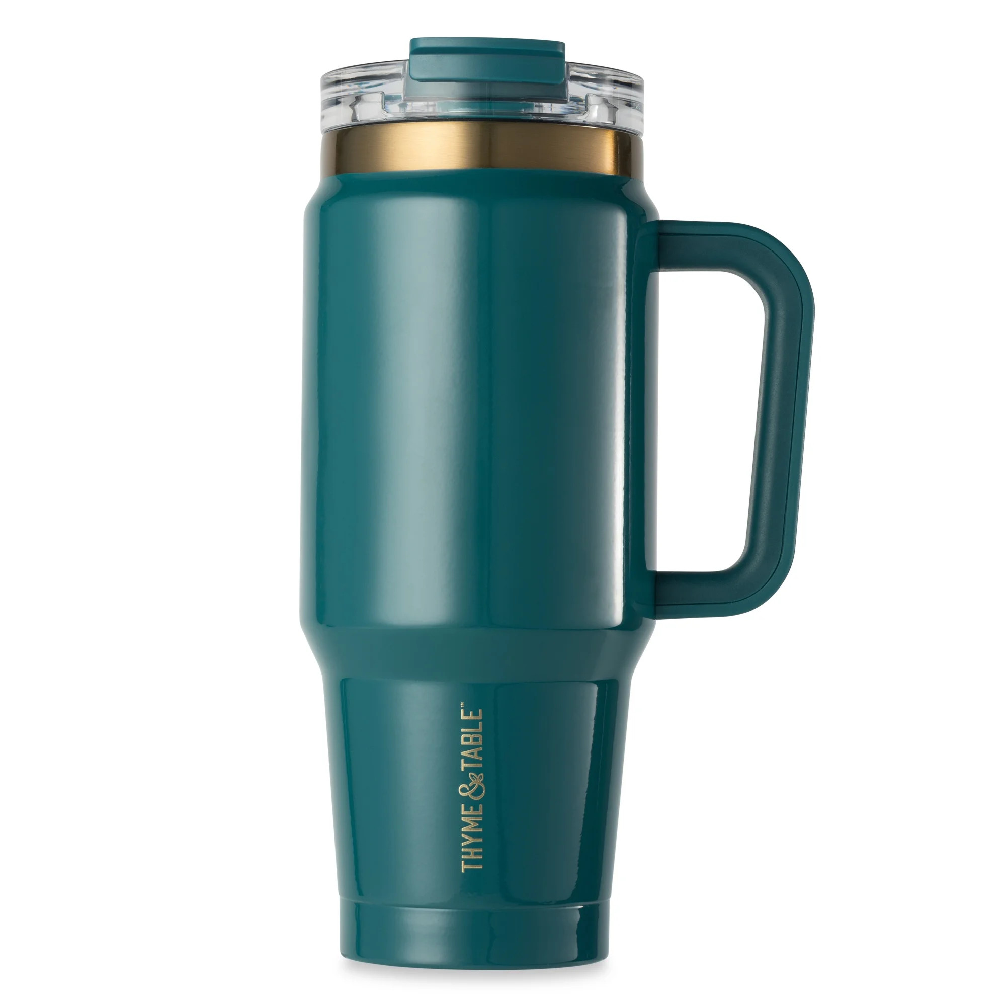Thyme & Table 32 fl oz Stainless Steel Luna Tumbler with Handle and Dual Straw Lid, Teal | Walmart (US)
