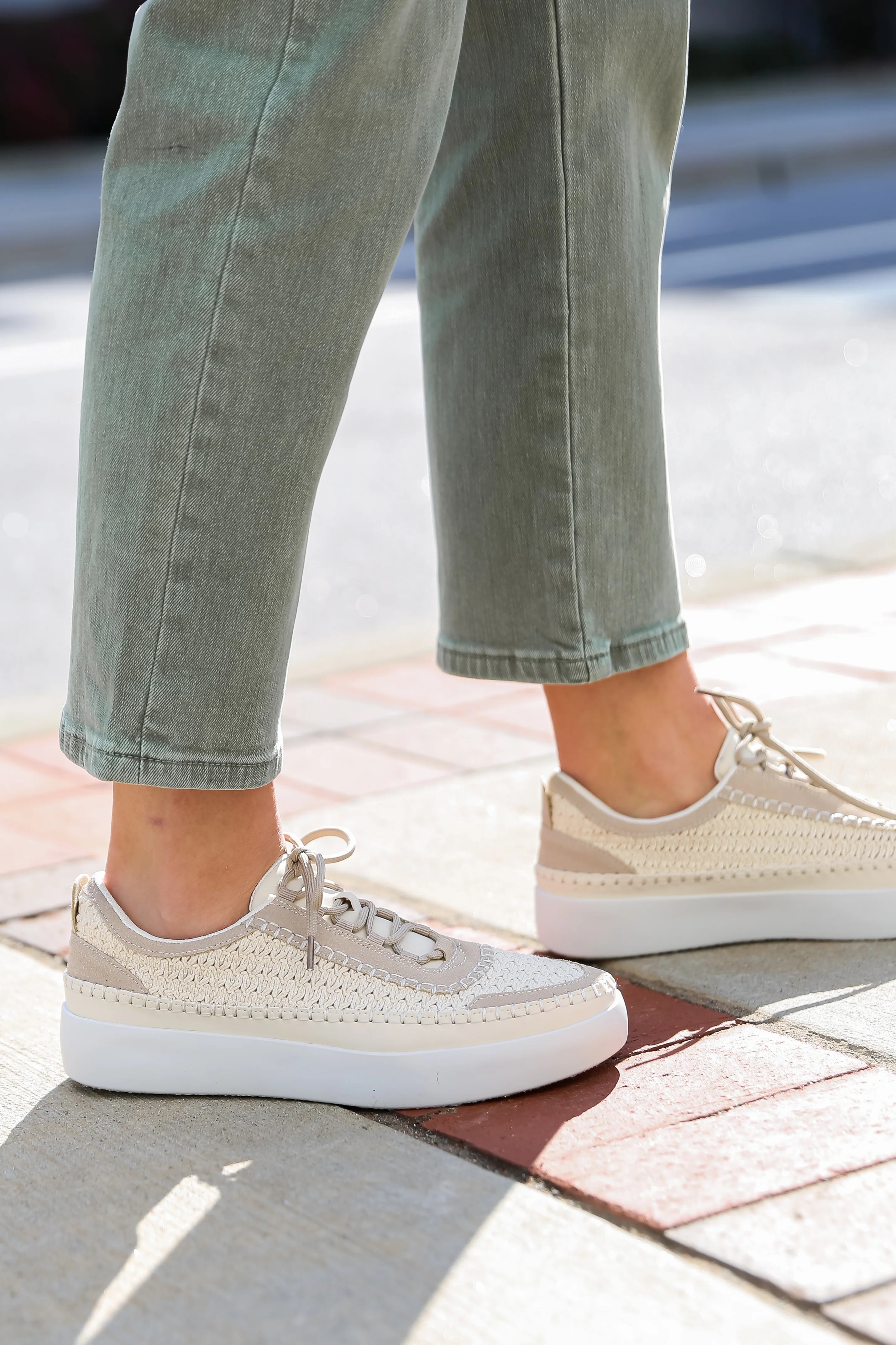 Stay On Course Cream Crochet Platform Sneakers | Dress Up