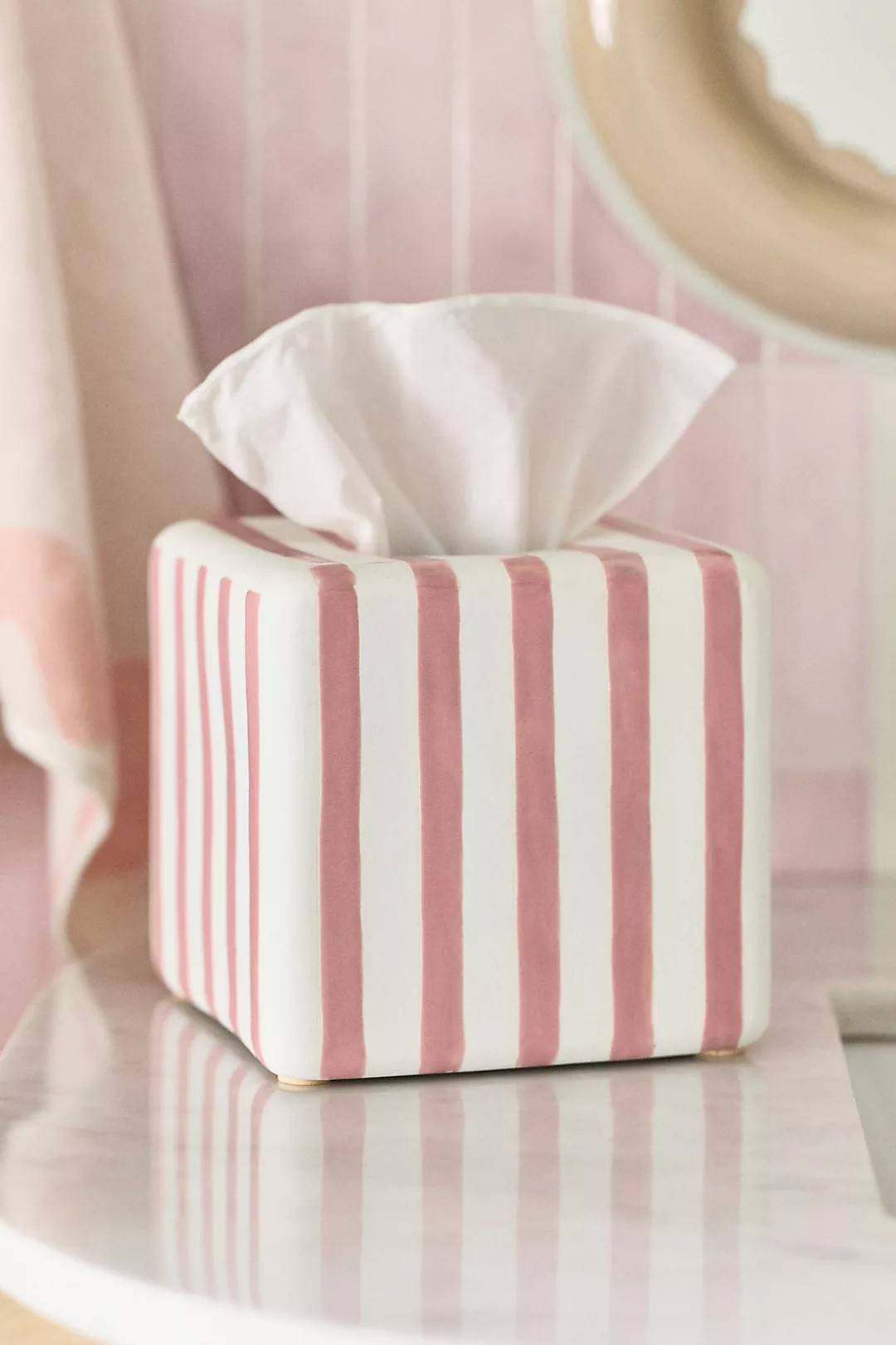 Striped Ceramic Tissue Box Cover | Anthropologie (US)