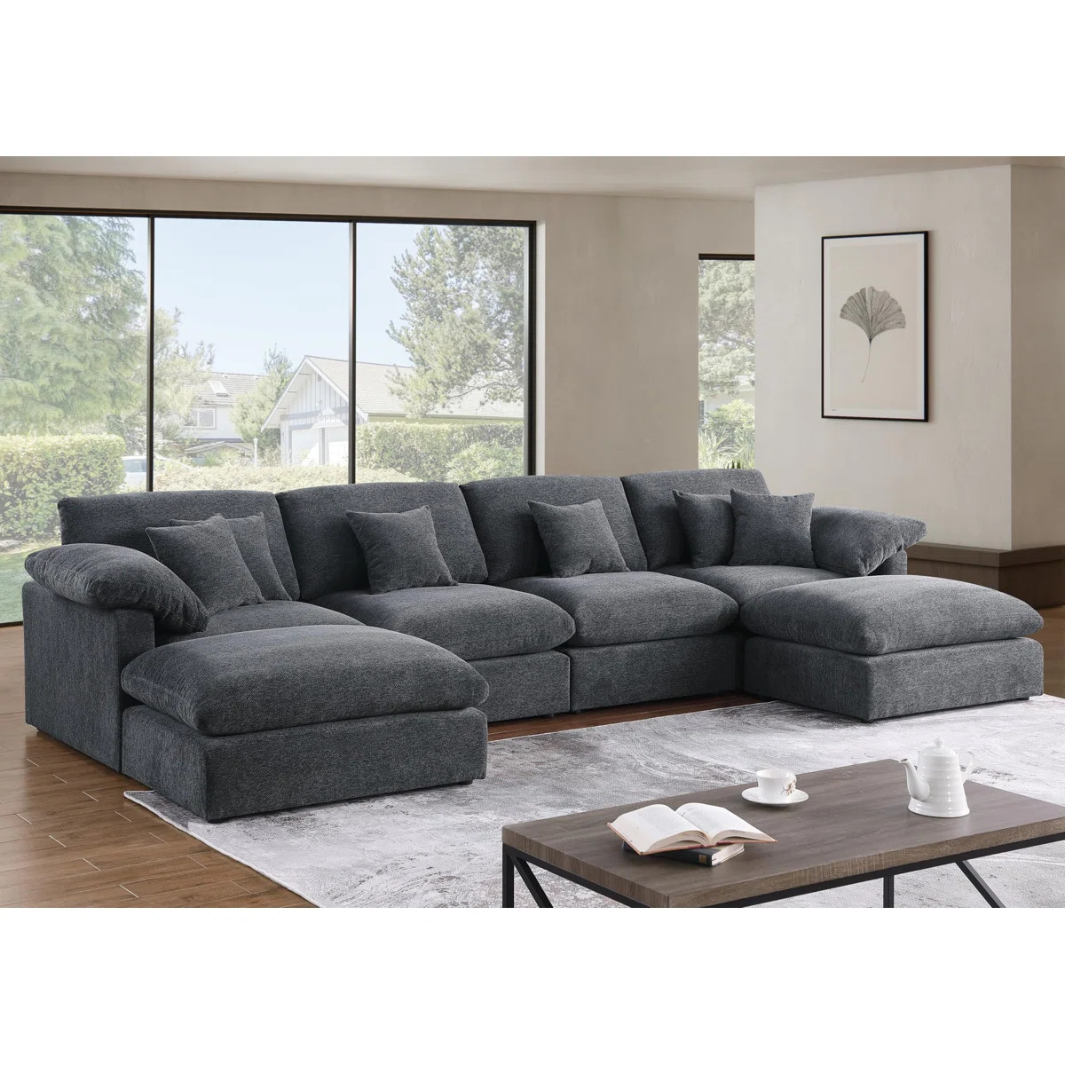 6 - Piece 155.7" U Shape Sectional Sofa Cloud Couch With Removable Ottomans | Wayfair North America