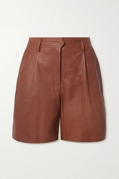 rag & bone - Ivy Pleated Leather Shorts - Tan | NET-A-PORTER (US)