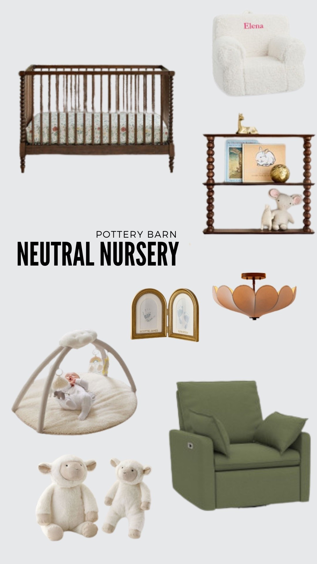 Pottery Barn Neutral Nursery with Lamb 