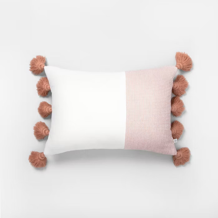 14" x 20" Textured Colorblock Lumbar Pillow - Hearth & Hand™ with Magnolia | Target