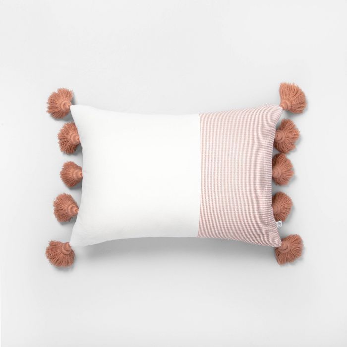 14x20 Textured Colorblock Lumbar Pillow - Hearth & Hand™ with Magnolia | Target
