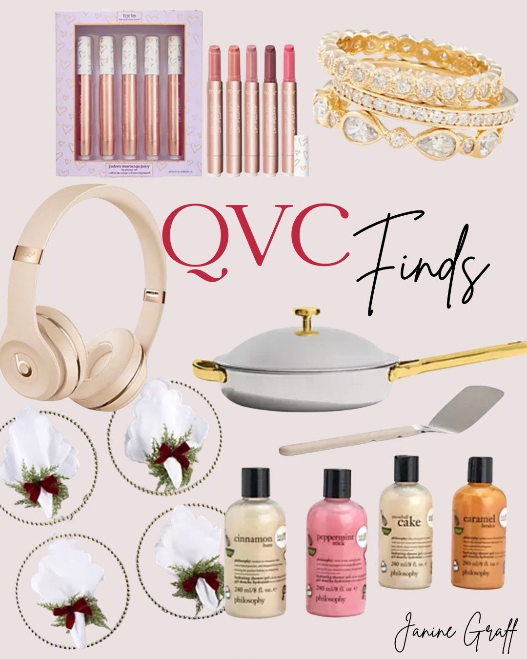 A few of my current QVC favorites — from self-care to smart home upgrades ✨
Whether you’re gifting or treating yourself, these are the pieces that always make life a little easier (and prettier).

💄 Tarte Maracuja Juicy Lips – hydrating color with a glossy finish that feels like skincare.
💍 Diamonique Stacking Rings – easy sparkle you can wear every day.
🍳 Our Place Titanium 10.5” Always Pan Pro – toxin-free NoCo™ nonstick pressed from titanium (no coating, no forever chemicals).
🧴 Philosophy Shower Gels – cozy, clean holiday scents that make the best gifts.
🎧 Beats Wireless Headphones – perfect for unwinding or getting things done.
🍽️ Simply Stunning by Janine Graff 12-Piece Entertaining Set – my go-to for effortless, elegant holiday table styling and all year long.

#ad #loveqvc @qvc 

#LTKHoliday #LTKHome #LTKStyleTip