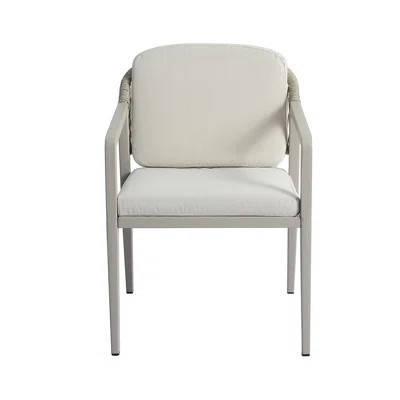 Woven Outdoor Seating Of 2, Waterproof Seat, Grey And Beige, High - Quality Iron Frame, 22.23”w Width Patio Chair With Cushion, Beige Color, 265lb Wei | Wayfair North America