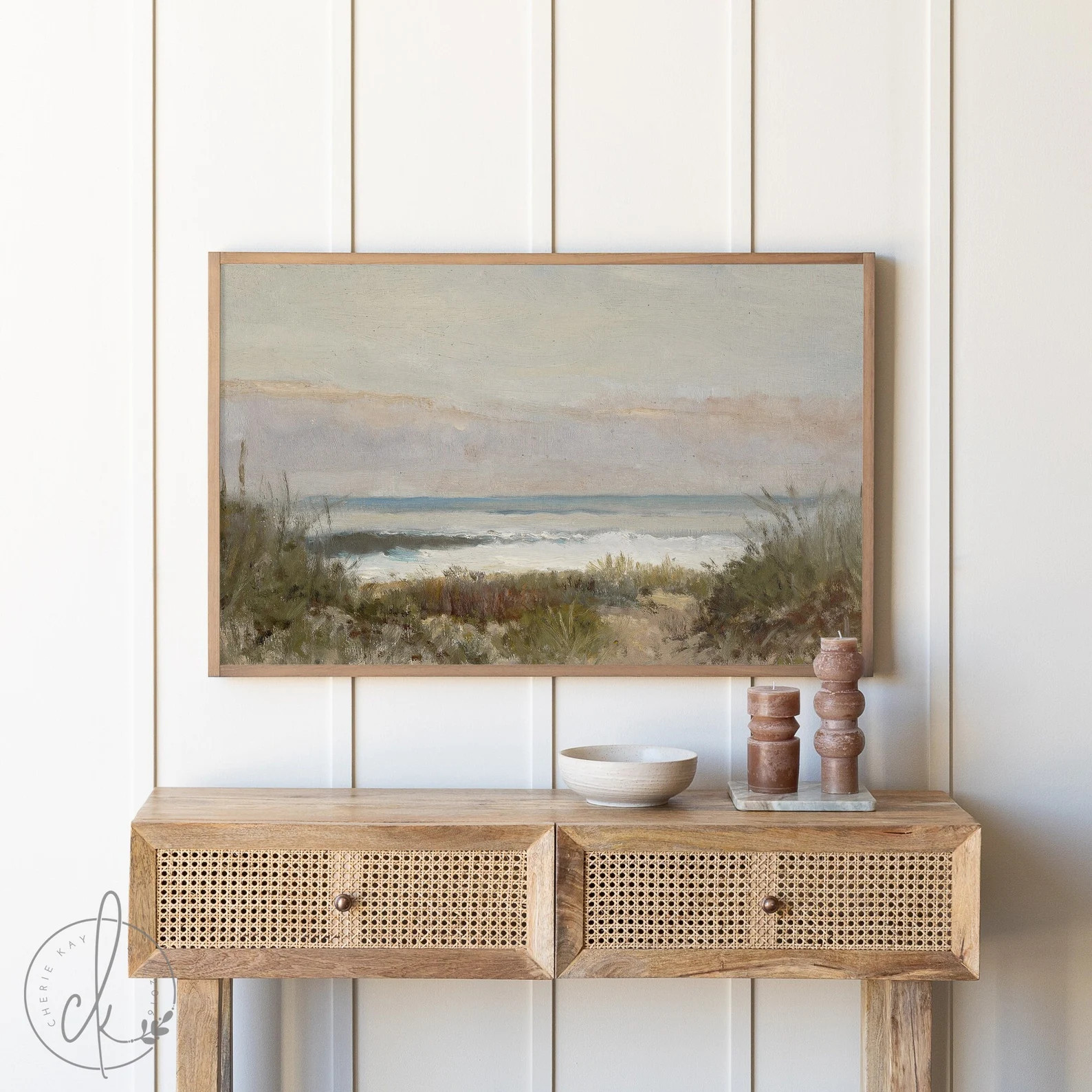 Vintage Beach Landscape Painting Living Room Wall Decor Seascape Painting Vintage Coastal Wall Ar... | Etsy (US)